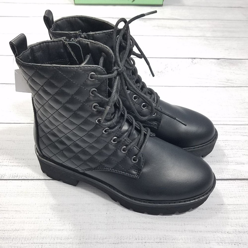 Brash Quilt Presslee Combat Boots Women's Size 7 - Black